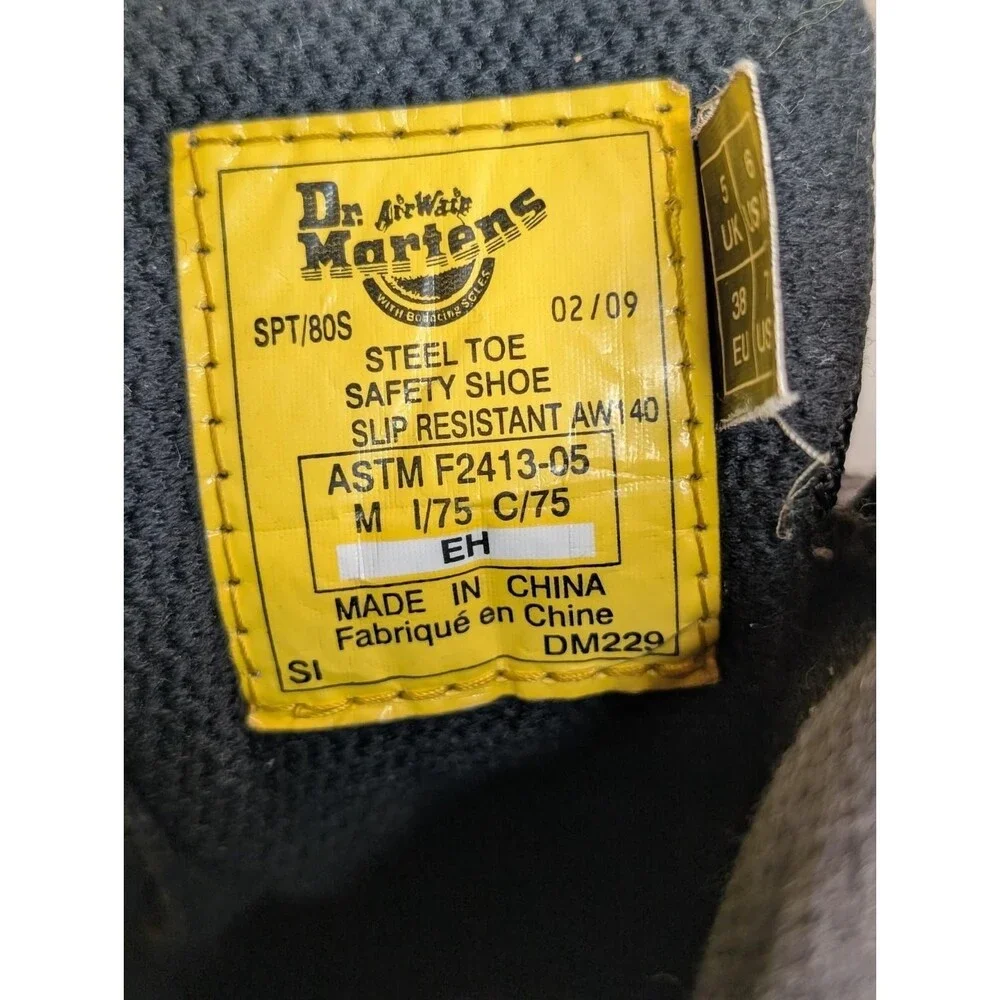 Dr. Martens DM's Industrial Steel Toe Boots Unisex M6/L7 Brow Leather Used VGC